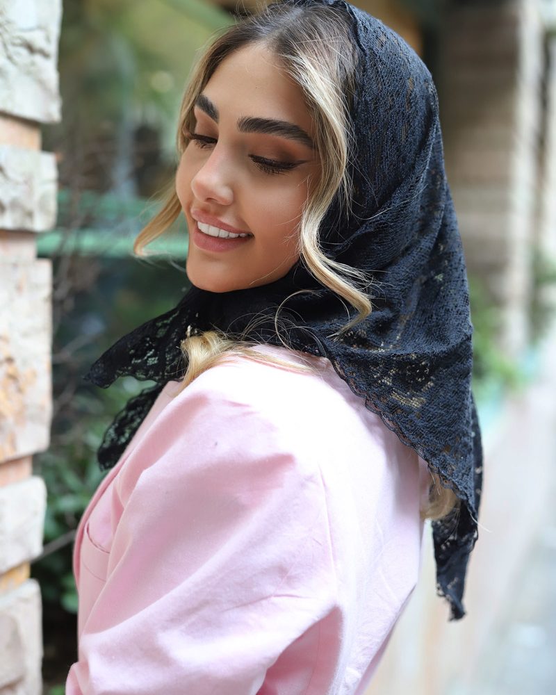 روسری گیپور مشکی سرمه ای