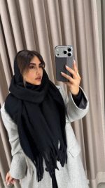 بیگ اسکارف مشکی تک رنگ - Image 6