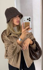 کلاه باکت جنس بوکله رنگ قهوه ای